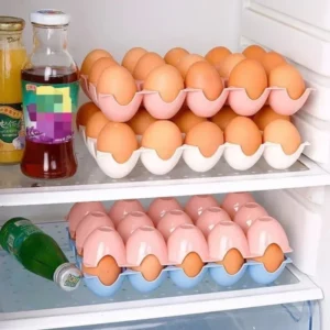 Multi Layer Stackable Egg Tray 15 Grid Egg Storage Tray Plastic Egg Box with Lid Refrigerator Storage Tray Home Kitchen Egg Box - Image 2