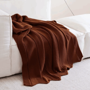 Brown Ivory Knitted Blanket Cotton Bedspread Cobertor Retro Simple Yellow Throw Sofa Bedding Home Decorations 130x180 - Image 3