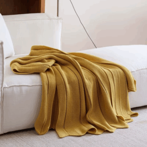 Brown Ivory Knitted Blanket Cotton Bedspread Cobertor Retro Simple Yellow Throw Sofa Bedding Home Decorations 130x180 - Image 4