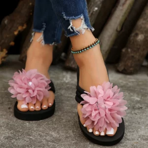 Low Shoes Rubber Flip Flops Hawaiian Rome Cotton Fabric Hoof Heels Shoes Low Rubber Flip Flops Hawaiian Fabric Rome Hoof Heels - Image 1