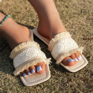 Ladies Shoes 2025 Plus Size Women's Slippers Hot Sale Modern Slippers Women Tassel Mixed Colors Square Toe Low Heel Shoes Women - Image 5