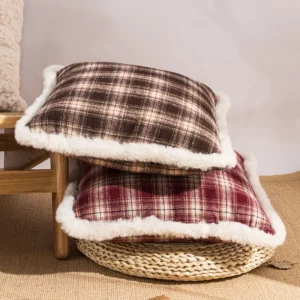 Christmas Plaid Throw Pillowcase Cojines Retro Nostalgic Pillow Cover Decoration Living Room Bedroom Sofa Cushion Cover 45x45cm - Image 2