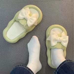 Thick Bow Tie Slippers Women Indoor Home Sandals Couples Bathroom Slides Non-slip Soft House Slippers 2023 - Image 3
