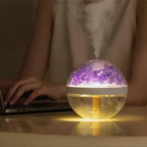 Portable Wireless Air Humidifier Eternal Flower 270ML Cool Mist Maker with Warm White Lamp USB Rechargeable Ultrasonic Nebulizer - Image 4