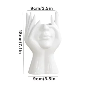 Premium Ceramic Face Vases, White Flower Vases for Decor, Modern Decorative Vase Centerpiece for Table Shelf Living Room - Image 3