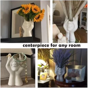 Premium Ceramic Face Vases, White Flower Vases for Decor, Modern Decorative Vase Centerpiece for Table Shelf Living Room - Image 6