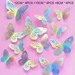12pcs Happy Birthday Cake Topper Rose Gold Folding Type Butterfly Kids Party Cake Topper Dessert Decoration Baby Shower Gift - Image 6
