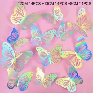 12pcs Happy Birthday Cake Topper Rose Gold Folding Type Butterfly Kids Party Cake Topper Dessert Decoration Baby Shower Gift - Image 5