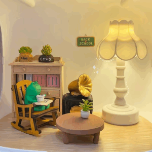 1:12 Dollhouse Miniature Flower Bud Table Lamp Night Light Furniture Home Model Decor Toy Doll House Accessories - Image 2