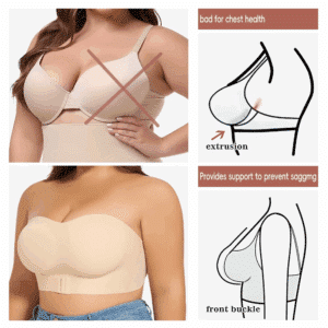 Women Strapless Padded Bra Seamless Front Button Cross Bandage Bras Comfortable Smooth Plus Size Lingerie for Women - Image 3