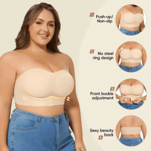 Women Strapless Padded Bra Seamless Front Button Cross Bandage Bras Comfortable Smooth Plus Size Lingerie for Women - Image 5