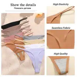 10Pcs Seamless Thong Women Thin Strap Low Waist High Flexibility Panties Sexy Underwear Ladies Briefs T-back Comfortable Women - Image 3