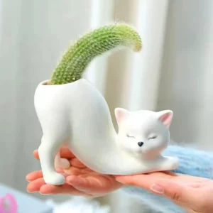 Cartoon Cute Cat Tail Flower Pot Creative Succulent Plant Resin Birthday Gift Desktop Decoration - Image 2