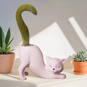 Cartoon Cute Cat Tail Flower Pot Creative Succulent Plant Resin Birthday Gift Desktop Decoration - Image 3