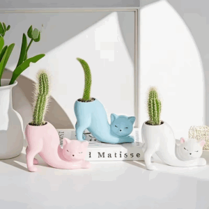 Cartoon Cute Cat Tail Flower Pot Creative Succulent Plant Resin Birthday Gift Desktop Decoration - Image 4