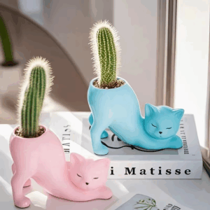 Cartoon Cute Cat Tail Flower Pot Creative Succulent Plant Resin Birthday Gift Desktop Decoration - Image 5