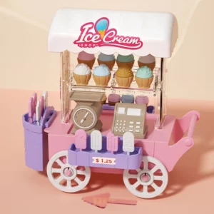 Cute Dessert Stand Ice Cream Truck Toy Colorful DIY Mini Bread Truck Mini Luminous Children's Food Stand Truck Toy Doll House - Image 4