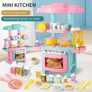 Mini Kitchen Counter Play Set DIY Simulated Cooking Food Tableware Play House Role Play Pretend Game Toy Gift Kid Boy Children - Image 4