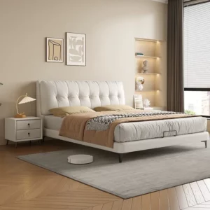Modern Leather Bedroom Loft Single Double Kids' Bed Frame Sofa Up-holstered Beds King Bed Frame - Image 1