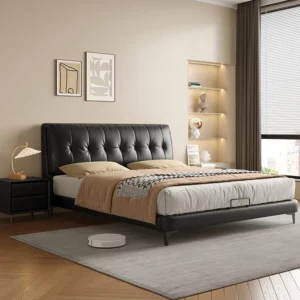 Modern Leather Bedroom Loft Single Double Kids' Bed Frame Sofa Up-holstered Beds King Bed Frame - Image 3