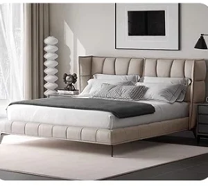 Luxury Double Frame Bed Set Modern Wooden Designs Soft Bed Style For King Size Leather Wall Bed For Hotel Bedrooms - Image 3