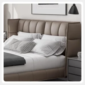 Luxury Double Frame Bed Set Modern Wooden Designs Soft Bed Style For King Size Leather Wall Bed For Hotel Bedrooms - Image 5