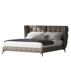 Luxury Double Frame Bed Set Modern Wooden Designs Soft Bed Style For King Size Leather Wall Bed For Hotel Bedrooms - Image 6