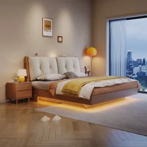 Modern Double Hard Ash Wood Bed Frame Queen Size Solid Oak Bunk Bed Storage Chinese European Bedroom Furniture - Image 4