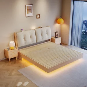 Modern Double Hard Ash Wood Bed Frame Queen Size Solid Oak Bunk Bed Storage Chinese European Bedroom Furniture - Image 5