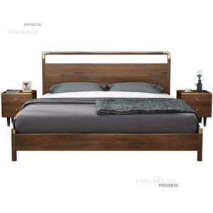Modern Light Luxury Master Bedroom Bedstead American Solid Wood Bed Frame for Bedroom Furniture Simple Household 1.8m Double Bed - Image 4
