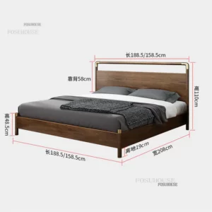Modern Light Luxury Master Bedroom Bedstead American Solid Wood Bed Frame for Bedroom Furniture Simple Household 1.8m Double Bed - Image 7