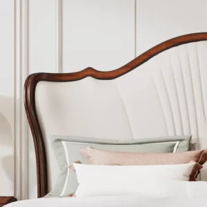 Retro Bed Solid Wood 1.8m Double Bed Soft Modern Simple European Master Bedroom King Size Bed Frame - Image 4