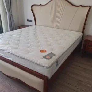 Retro Bed Solid Wood 1.8m Double Bed Soft Modern Simple European Master Bedroom King Size Bed Frame - Image 5