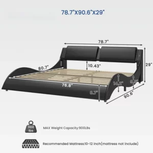 Bed with Charging Ports and Headboard King Size Platform Bed Frame - Image 2