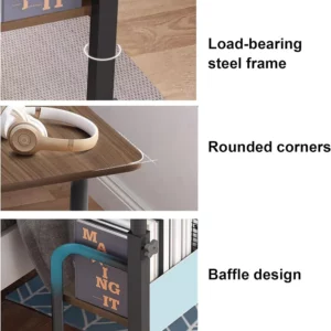 Computer Desk Mobile，Small Adjustable Desk，Office Desk Wooden Writing Desk with Caster，Over Bed Table Adjustable Height - Image 5