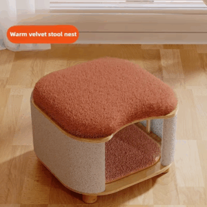Wooden Winter Cat House Breathable Pet Nest 27cm Height Semi-closed Moisture-proof Soft Cat Beds Comfortable Cage Cat Supplies - Image 3
