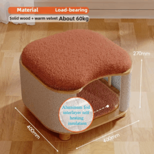 Wooden Winter Cat House Breathable Pet Nest 27cm Height Semi-closed Moisture-proof Soft Cat Beds Comfortable Cage Cat Supplies - Image 5