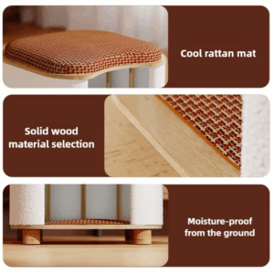 Wooden Winter Cat House Breathable Pet Nest 27cm Height Semi-closed Moisture-proof Soft Cat Beds Comfortable Cage Cat Supplies - Image 6