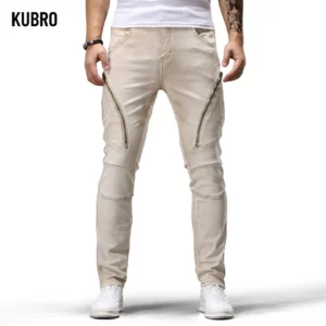 Retro Color Men's Slim Fit Jeans Four Seasons New Design Individuali Small Foot Pants Fashionable Geometry Pattern Denim Trouser - Image 3