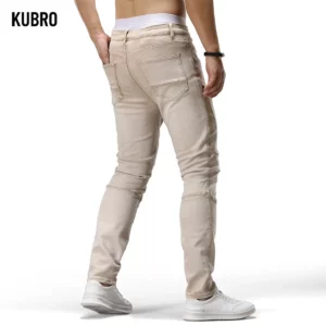 Retro Color Men's Slim Fit Jeans Four Seasons New Design Individuali Small Foot Pants Fashionable Geometry Pattern Denim Trouser - Image 5