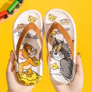 Children'S Flip Flops Summer Cat And Mouse Catching Slippers Indoor Children'S Anti Slip Beach Shoes Children'S Clip On Sandals - Image 3