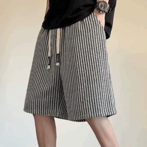 Men's casual shorts, American striped printed five quarter pants, elastic waistband with drawstring, suitable for summer daily a - Image 2