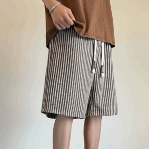 Men's casual shorts, American striped printed five quarter pants, elastic waistband with drawstring, suitable for summer daily a - Image 4