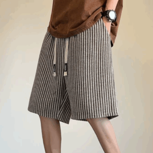 Men's casual shorts, American striped printed five quarter pants, elastic waistband with drawstring, suitable for summer daily a - Image 5