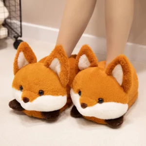 Women Indoor Fluffy Shoes Cute Cartoon Panda Fox Faux Fur Slippers New Arrival Soft Plush Female Home Floor Cotton Slipper - Image 2