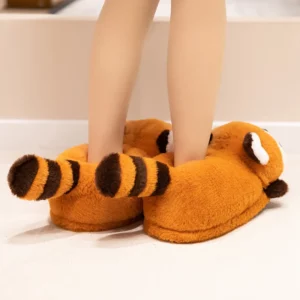 Women Indoor Fluffy Shoes Cute Cartoon Panda Fox Faux Fur Slippers New Arrival Soft Plush Female Home Floor Cotton Slipper - Image 4