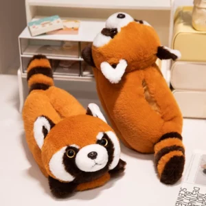 Women Indoor Fluffy Shoes Cute Cartoon Panda Fox Faux Fur Slippers New Arrival Soft Plush Female Home Floor Cotton Slipper - Image 5