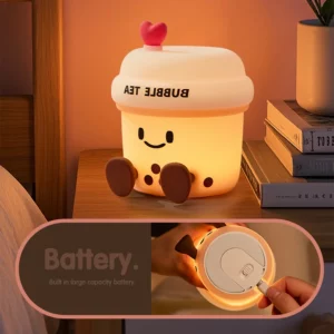 Milk Tea Cup Led Night Light Bubble Tea Cartoon Rechargeable Table Lamp Dimmable Kid Girlfriend Gift Popular Desk Bedroom Decor - Image 5