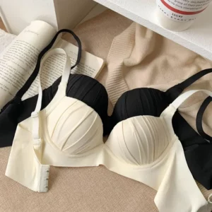 2024 New Pleated Bras Push Up Bra Small Chest No Steel Ring Wirelss Soft Bra Solid Color Sweet Seamless Bra - Image 2