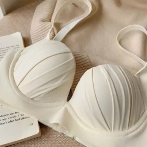 2024 New Pleated Bras Push Up Bra Small Chest No Steel Ring Wirelss Soft Bra Solid Color Sweet Seamless Bra - Image 3
